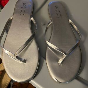 LC Lauren Conrad Silver Sandals with Metallic Finish